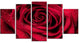 "Red Rose Petals With Rain Droplets" Canvas Print, 5-Panels, 60"x32"