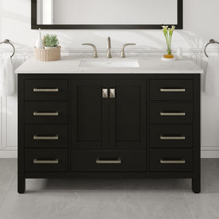 Eviva Aberdeen 48"Wx22"D Bathroom Vanity, White Carrara Quartz Countertop