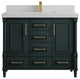 Aberdeen 42 Single Sink Bath Vanity in Dark Forest Green 2" Carrara Quartz