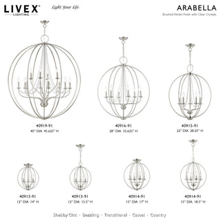 Arabella 12 Light Brushed Nickel Grande Foyer Chandelier