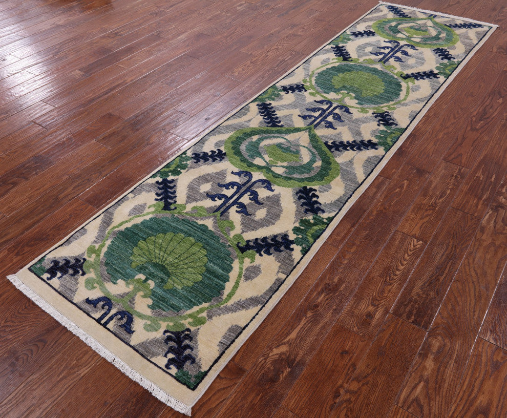 Runner William Morris Handmade Rug 2' 8" X 10' 5" Q9511