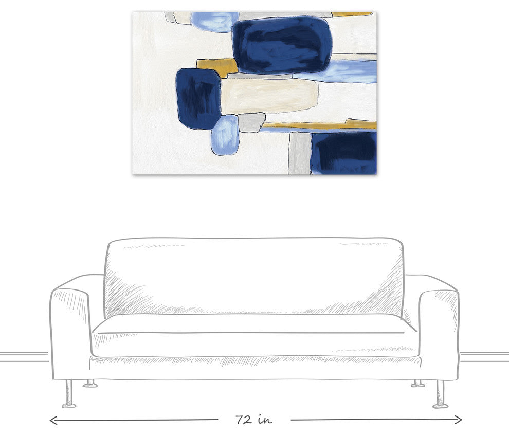 Watercolor Blue Abstract Squares 32x48 Canvas Wall Art