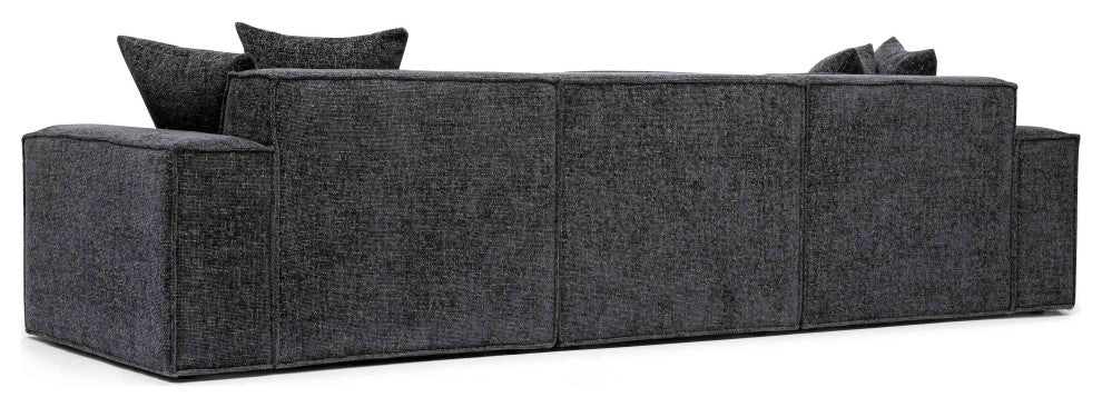 Mindy Chenille Basketweave Modular Sofa, Charcoal