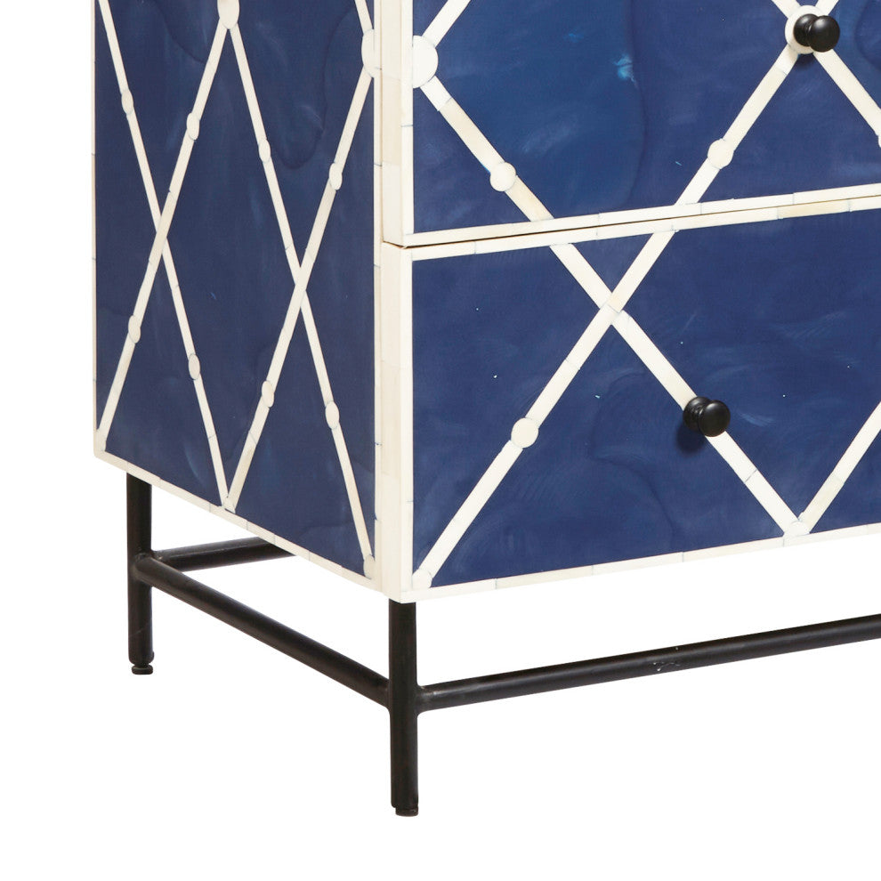 Navy Blue 3-Drawer Accent Chest