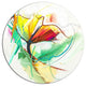 Still Life Of Yellow Red Color Flower, Floral Round Wall Art, 38"