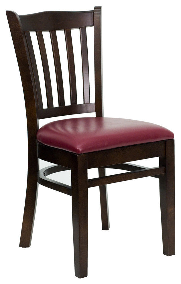 Flash HERCULES Series Walnut Finished Vertical Slat Back Wooden Restaurant Chair