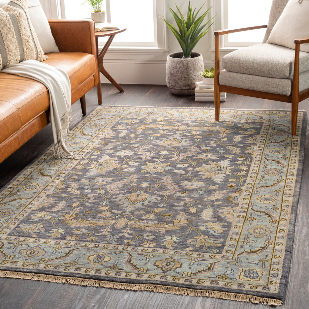 Surya Zeus ZEU-7825 Traditional Area Rug, Charcoal, 9' x 13' Rectangle