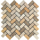 Mixed Travertine Tumbled 1 X 2 Herringbone Mosaic Tile