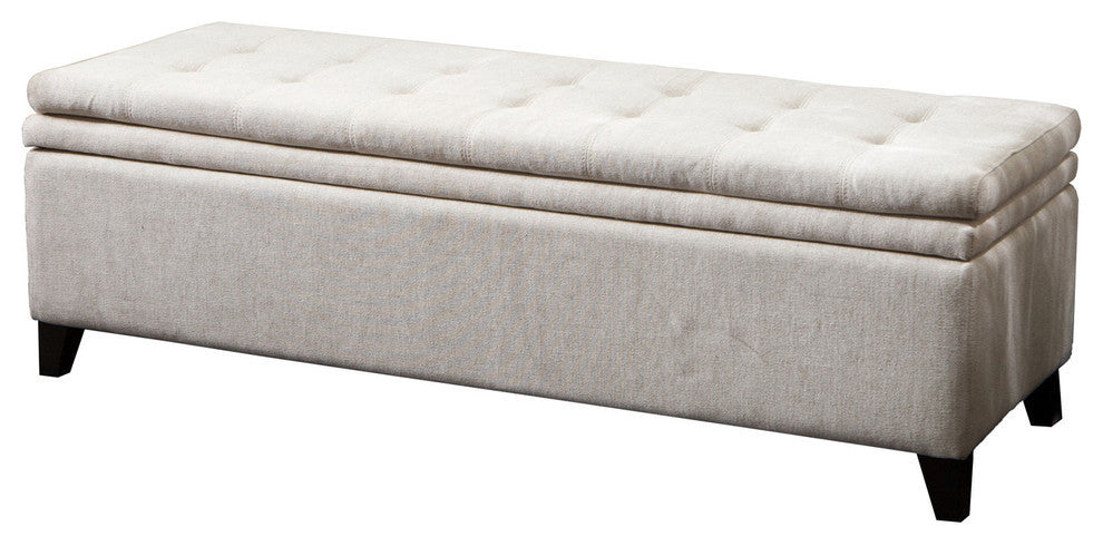 GDF Studio Brighton Contemporary Tufted Linen Storage Ottoman Bench