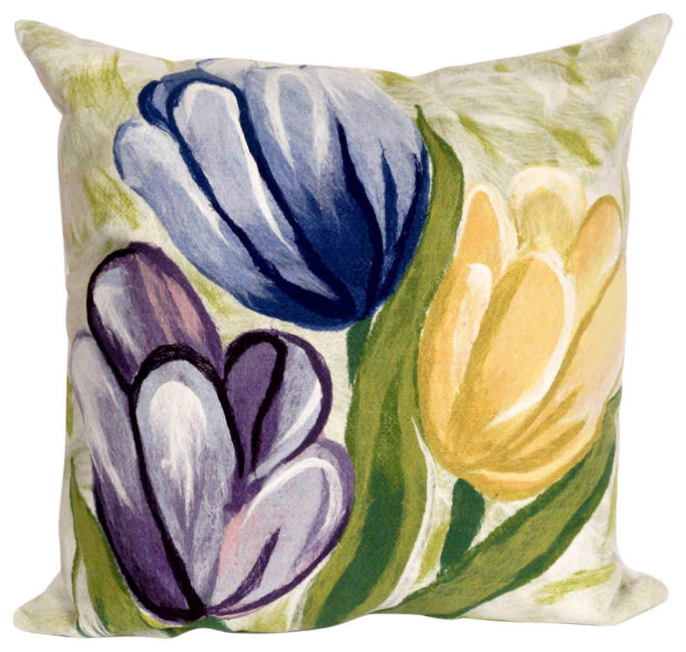 Visions IV Tulips Indoor/Outdoor Pillow, Cool, 20"x20"