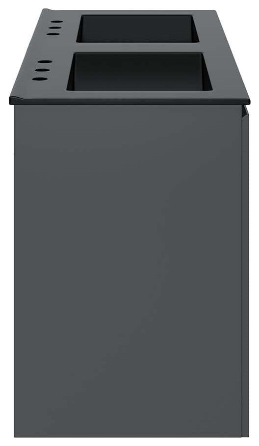 Bryn 48" Wall-Mount Double Sink Bathroom Vanity, Gray Black