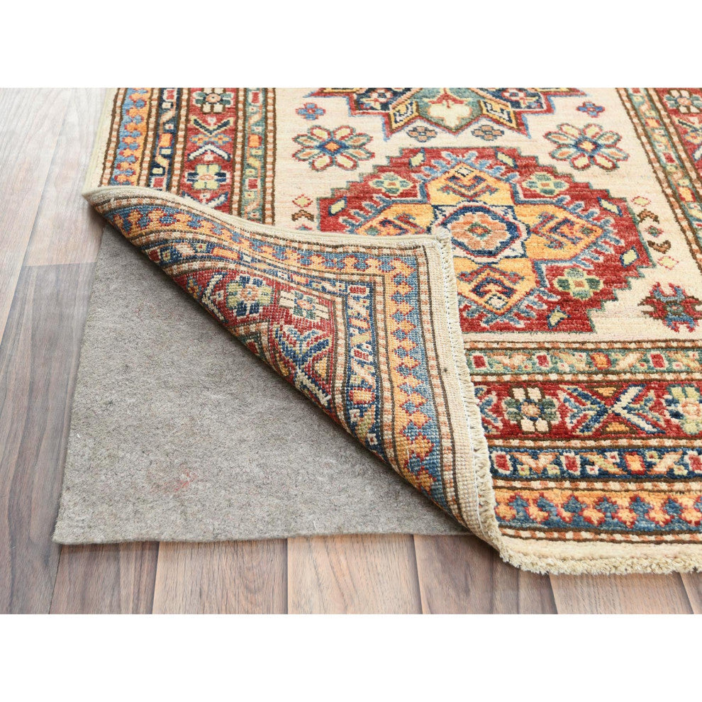 Ivory, Afghan Super Kazak, Soft Wool Hand Knotted, XL Runner Rug, 2'9"x35'8"
