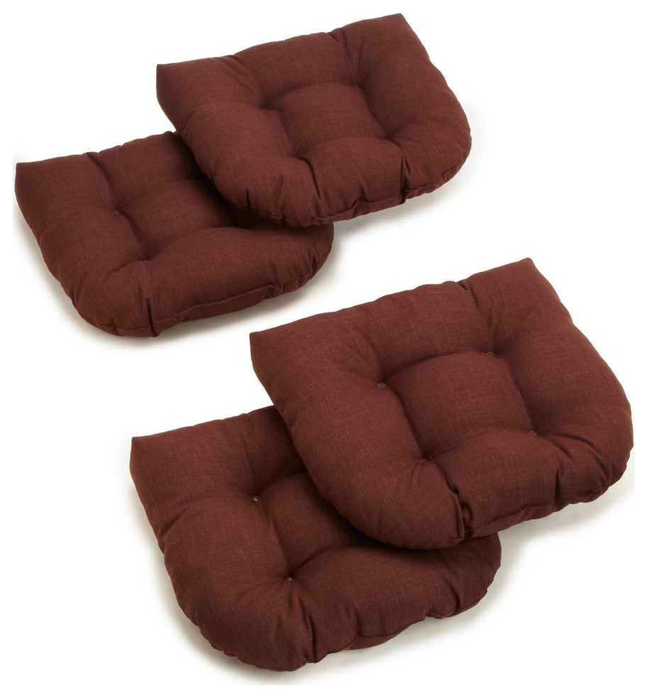 19" U-Shaped Spun Polyester Tufted Dining Chair Cushions, Set of 4, Cocoa
