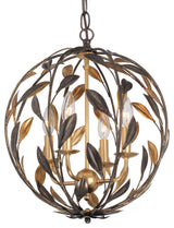 Broche 4 Light English Bronze & Antique Gold Sphere Mini Chandelier