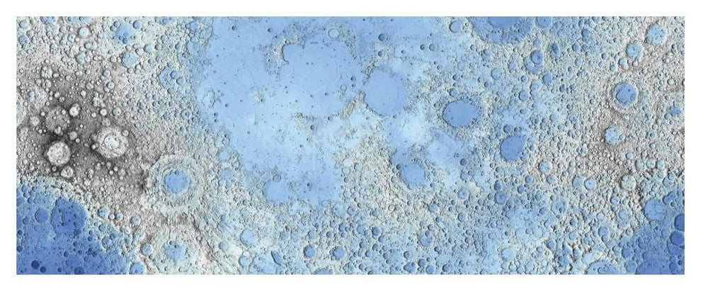 "Unmarked Decorative Topographic Map of the Moon, Projection" Paper Art, 77"x32"