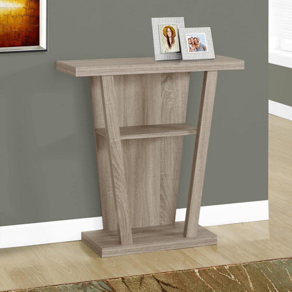 HomeRoots 11.5" x 31.5" x 33.75" Dark Taupe Finish Hollow Core Accent Table