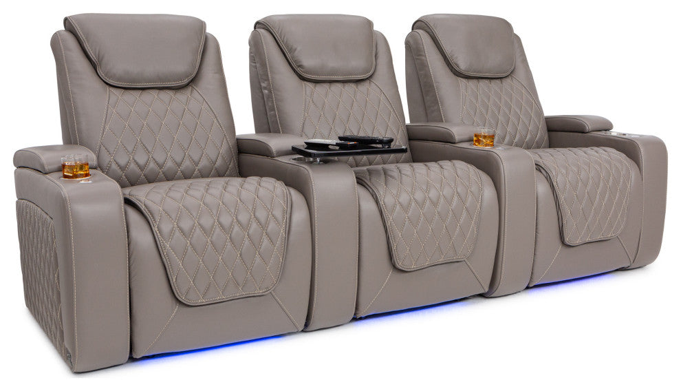 Seatcraft Muse Home Theater Seating, Gray, Row of 3