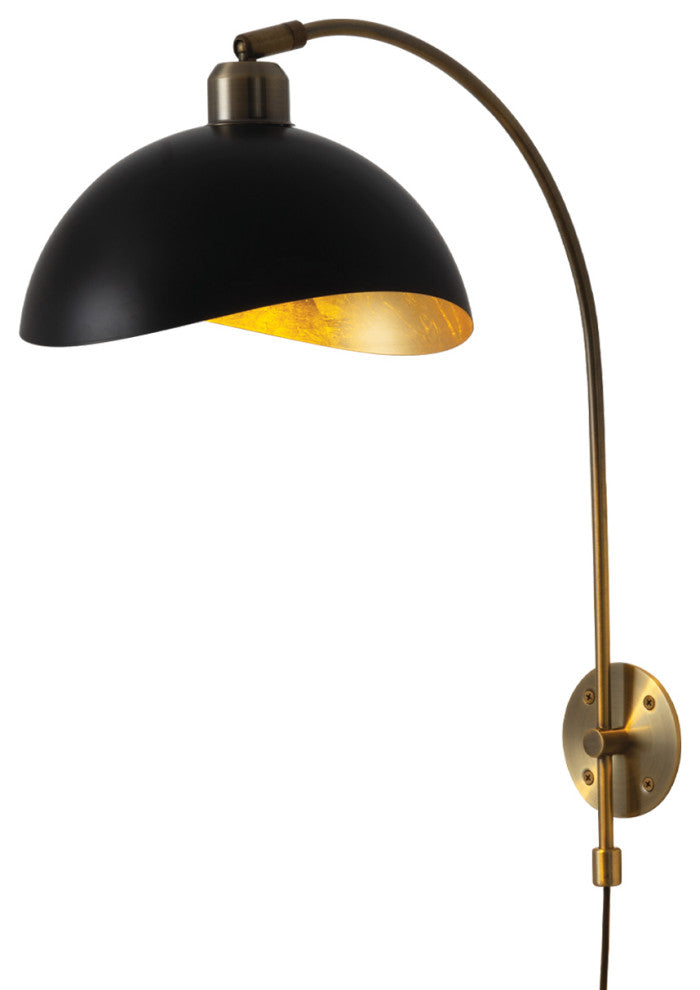 Luna Bella Wall Sconce, Weathered Brass, Matte Black