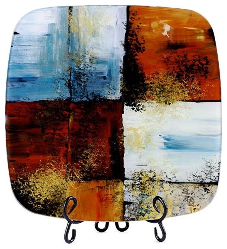 Abstract Geometric Square Platter