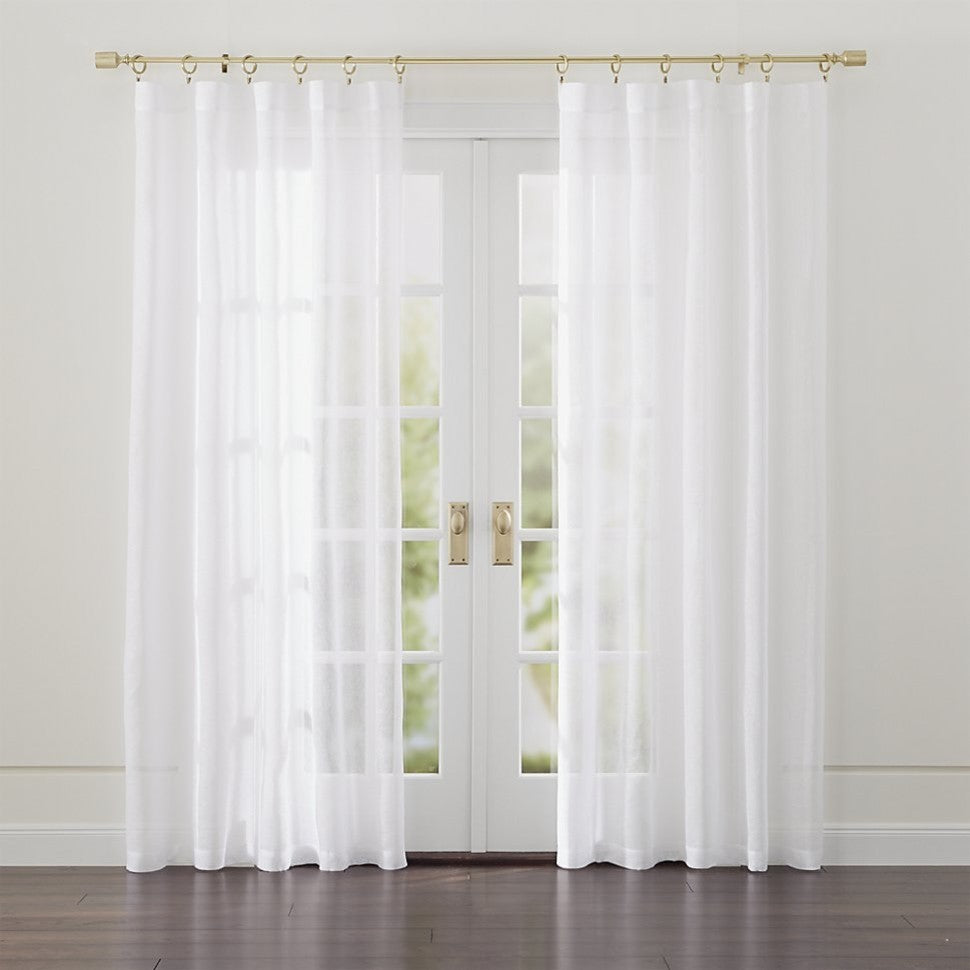 Betsy Rod Pocket Linen Drape, White, 50"x108"