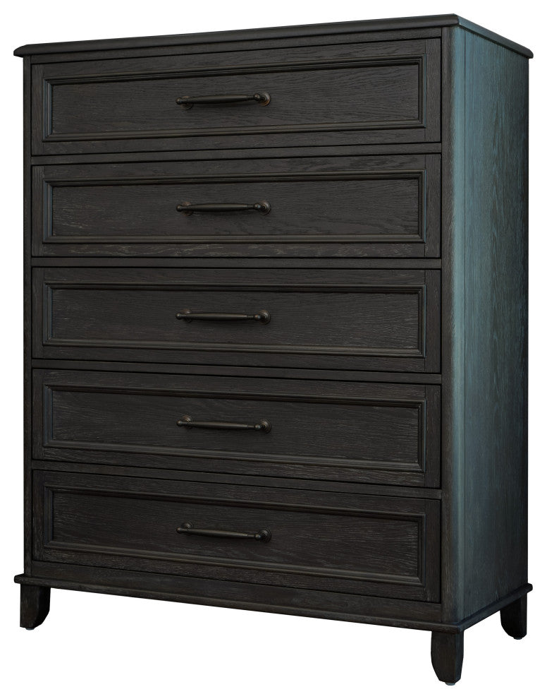 Cindi Sleigh 5 Drawer Chest, Dark Gray