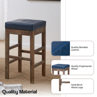 Valencia Backless Leather Counter Stool, Vintage Blue, Bonded Leather
