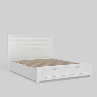 Carmel Storage Bed, Cappuccino, White, Queen