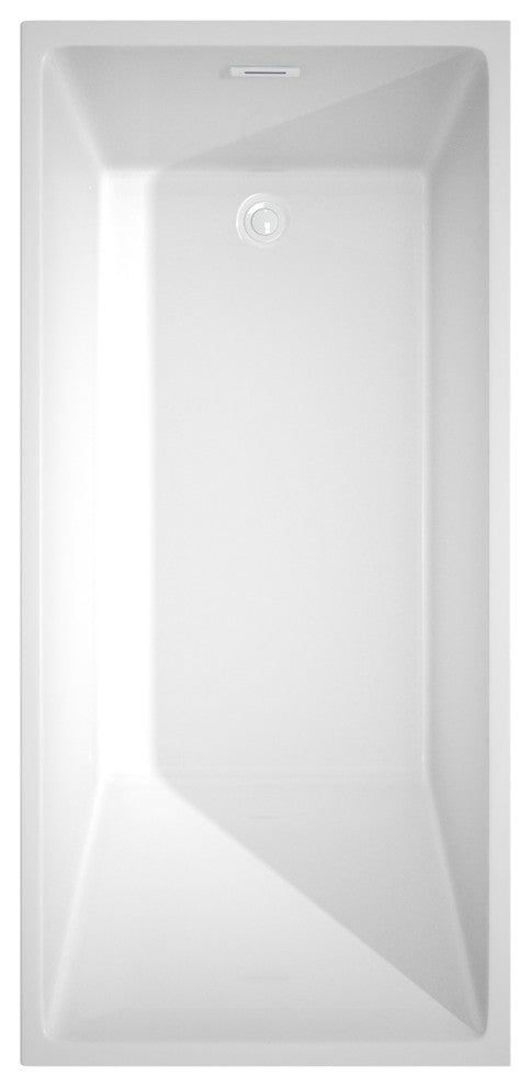 Hannah 67" Freestanding White Bathtub, Shiny White Drain and Overflow Trim