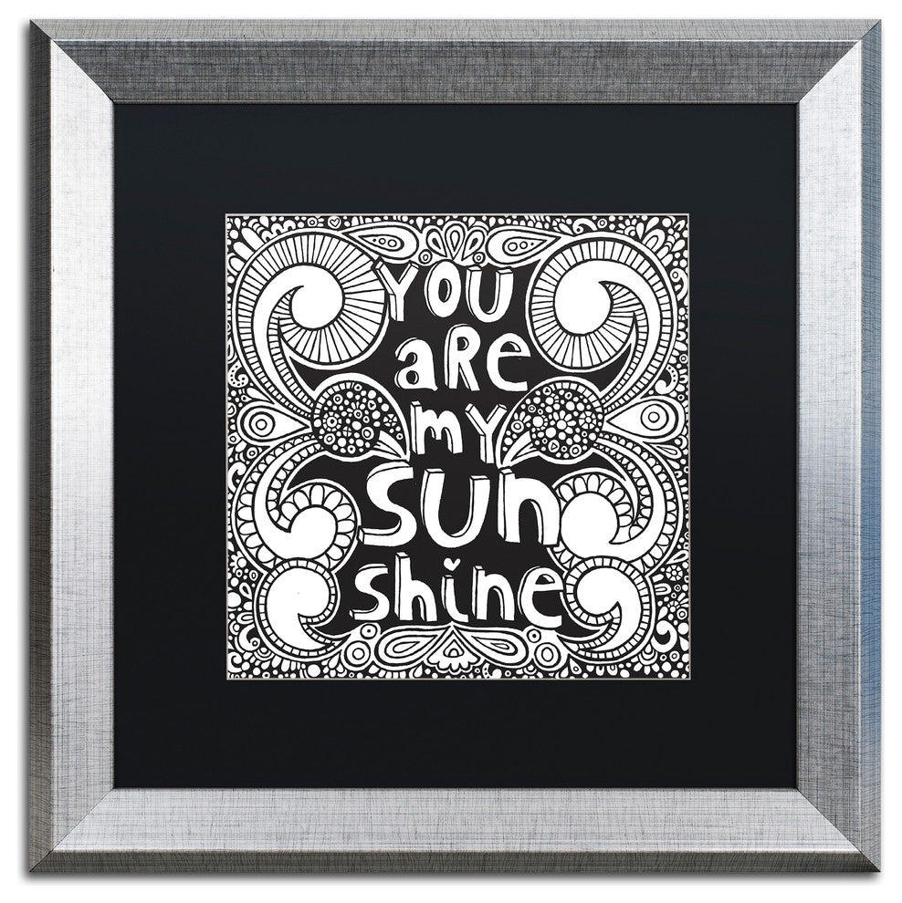 Hello Angel ''Sunshine'' Art, Silver Frame, Black Mat, 16x16
