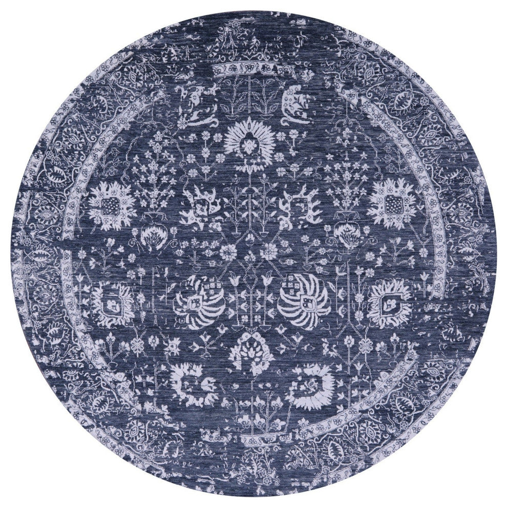 8' Round Persian Wool & Silk Handmade Rug - Q15800