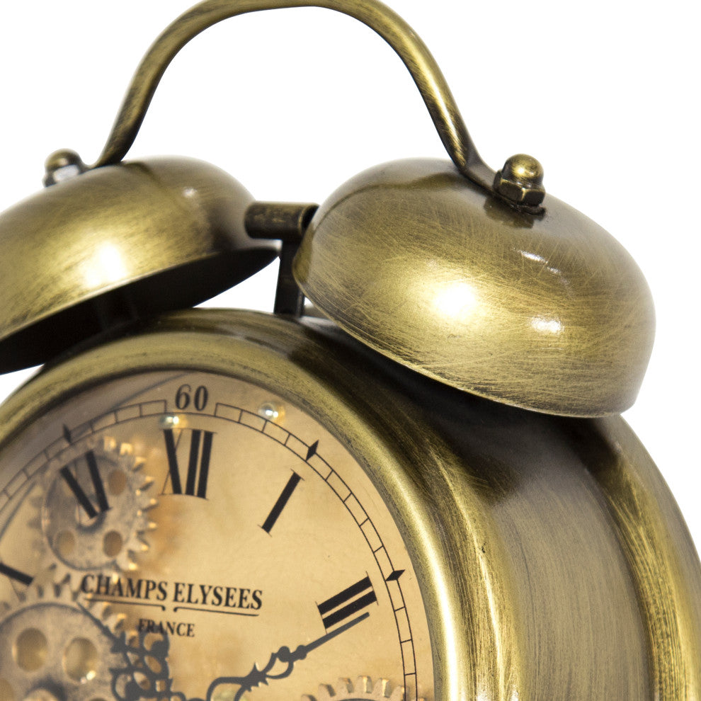 Aged Bronze and Brass Gears Table Clock