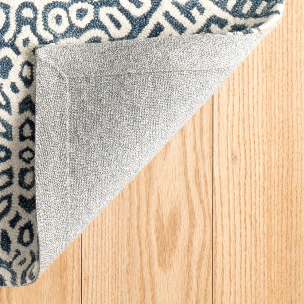 Dash & Albert Temple Ink Hand Micro Hooked Wool Rug, Blue, 2' x 3'