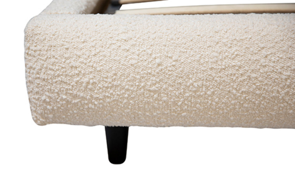 White Mod Boucle King Bed Frame