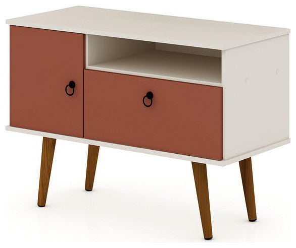 Tribeca 35.43 TV Stand in Off White and Terra Orange Pink