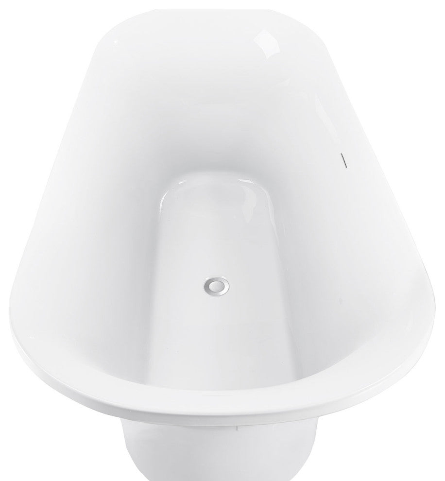 59" Acrylic Freestanding Double Slipper Soaking Bathtub, White