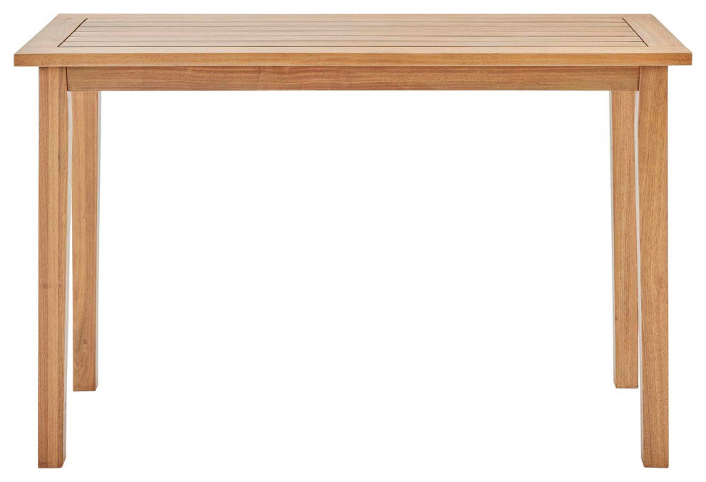 Bar Side Table, Rectangular, Wood, Brown Natural, Modern, Outdoor Patio Cafe