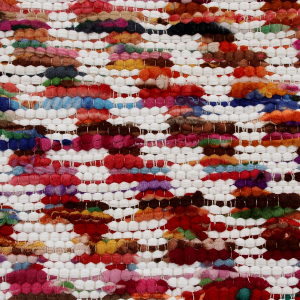 6" Round White Braided Chindi Area Rug