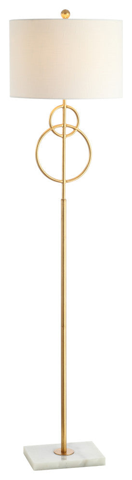 Haines 60" Modern Circle Marble and Metal LED Floor Lamp, Gold