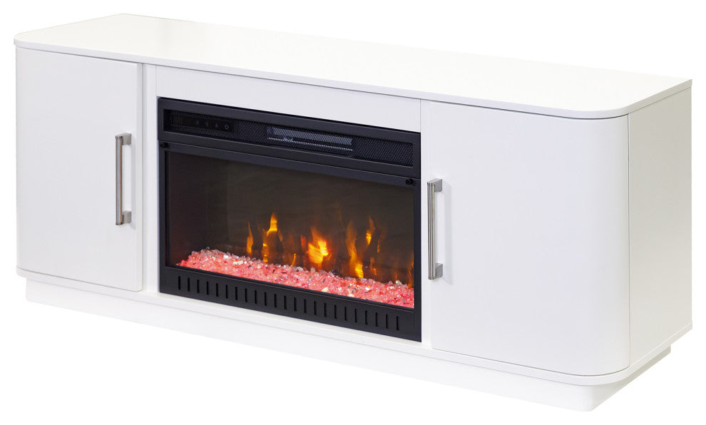 Modern 60" Fireplace Console Entertainment, White