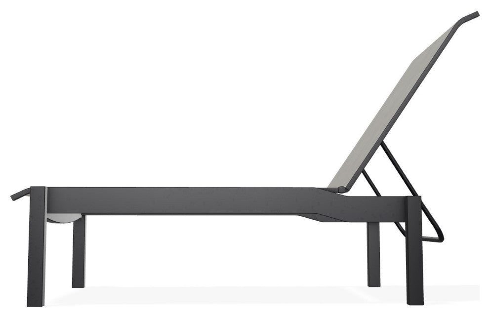 Leeward Sling Stackable Outdoor Chaise Lounge, Smoke/Black