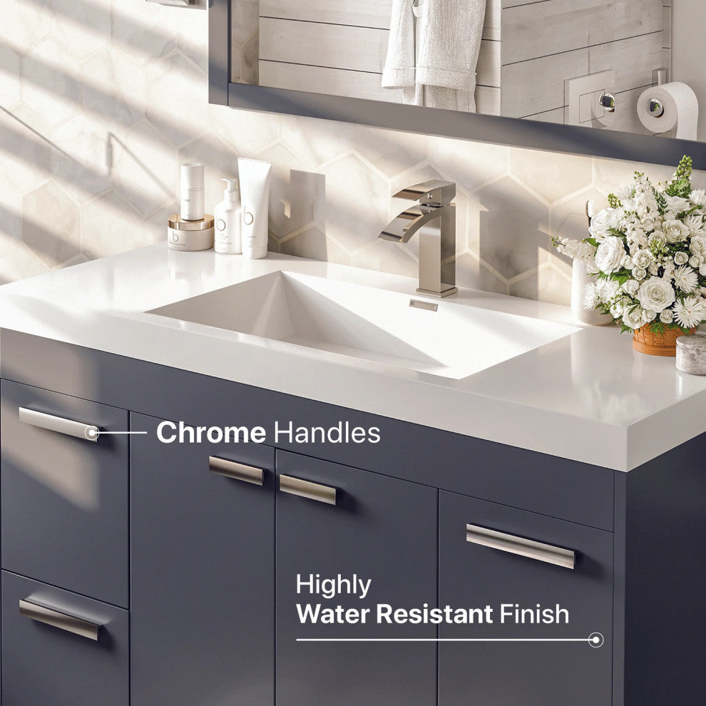 Eviva Lugano 42" Gray Modern Bathroom Vanity with White Integrated Acrylic Sink