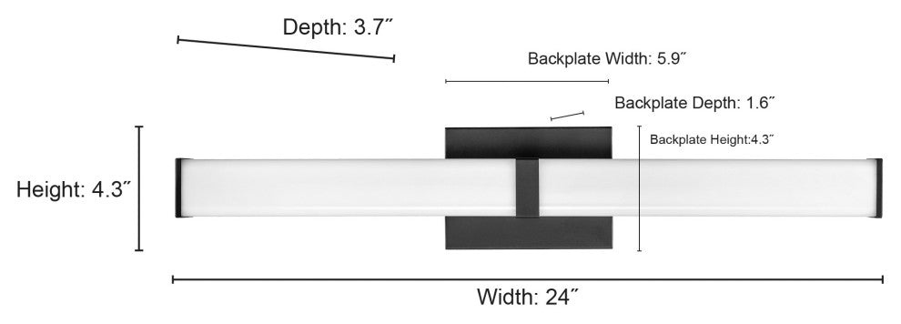 Tron LED Light 24 in. Matte Black Vanity Light