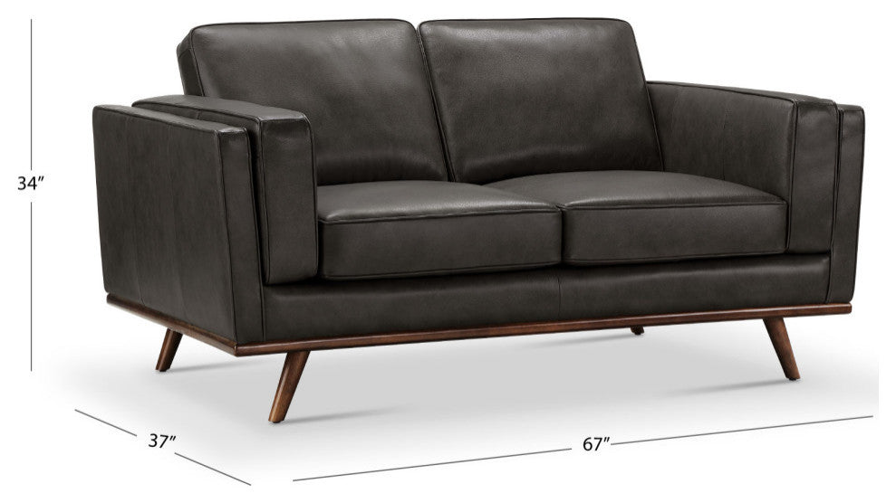 Positano Leather Loveseat, Gray