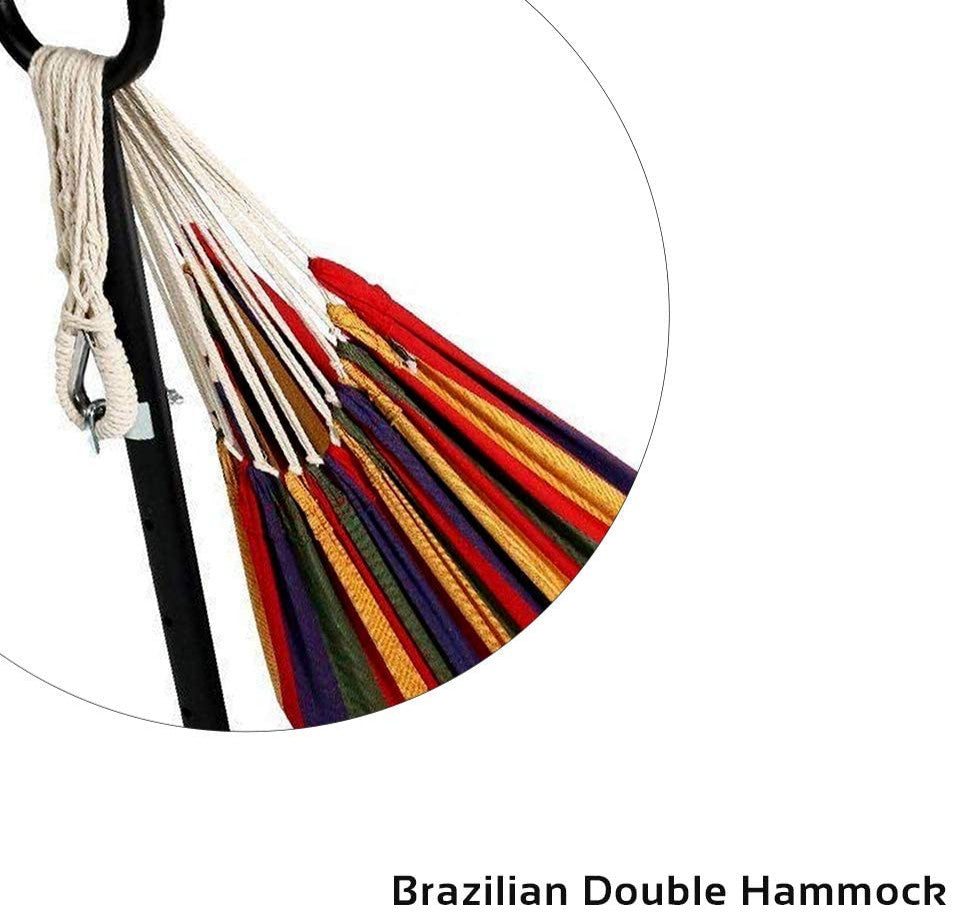 HomeRoots Tropical Stripe Double Classic 2 Person Hammock With Stand