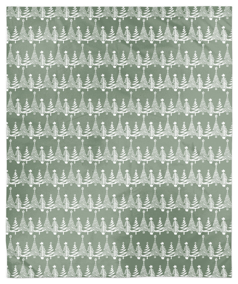 Sage Christmas Tree Pattern 50x60 Sherpa Fleece Blanket