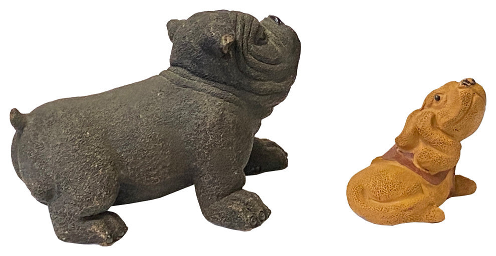 Set of 2 Small Ceramic Animal Figure Display Art Hws2343