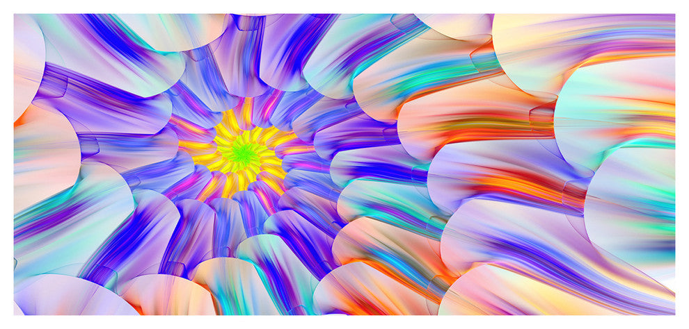 Multi Colored Stain Glass with Spirals, Large Floral Canvas Art Print, 60"x28"