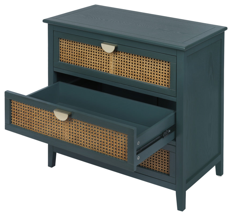 Gewnee 3 Drawer Cabinet, Natural Rattan, American Furniture, Suitable