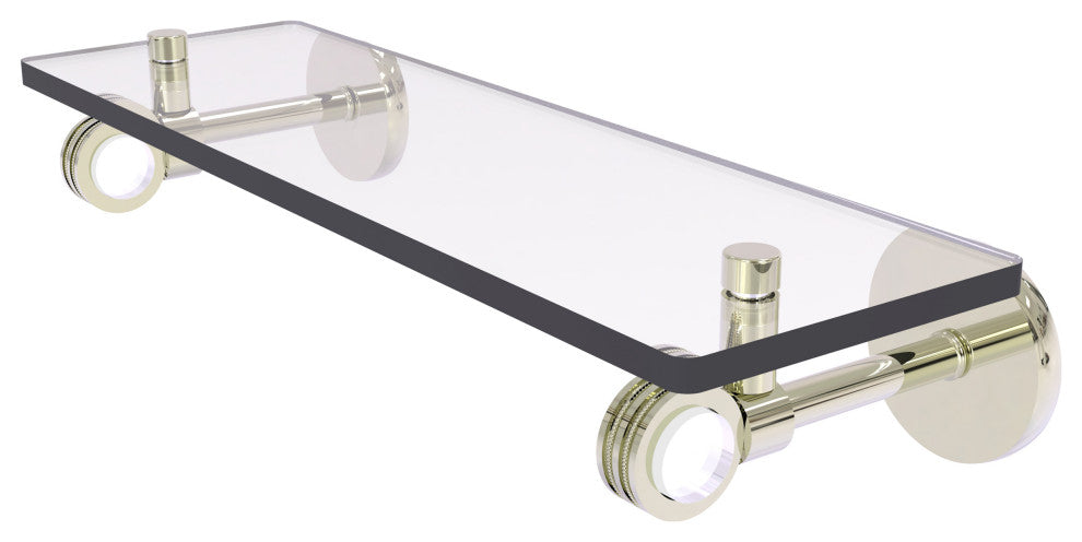 Clearview 16" Glass Shelf with Dotted Accents, Polished Nickel