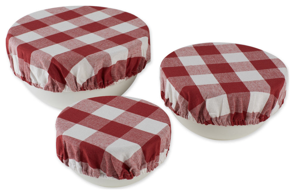 DII Asst Barn Red Buffalo Check Woven Dish Cover (Set of 3)